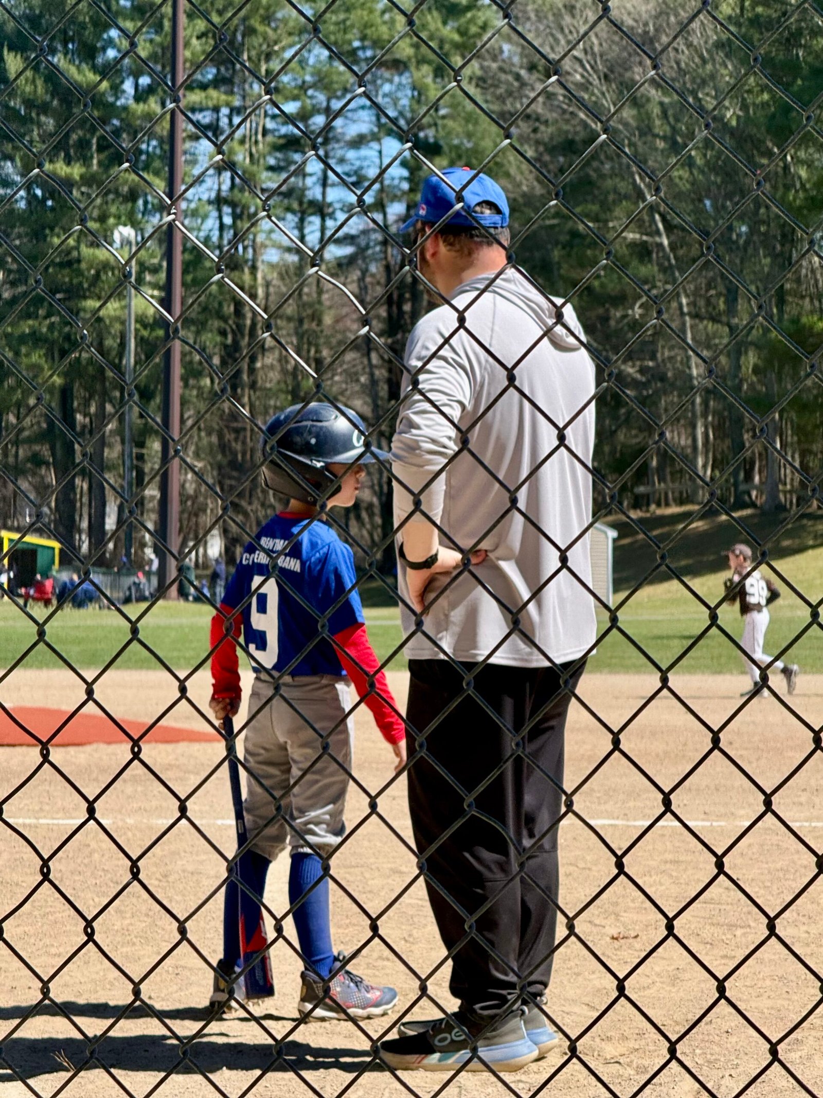 Coaching up Bryce before a big hit for the Cubs